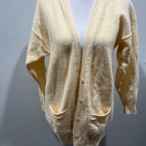 Nicole Singer Yellow Wool Cardigan Large Half Sleeve